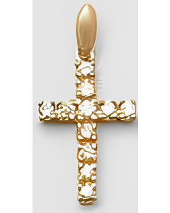 10K Yellow Gold Cross With Stones Charm