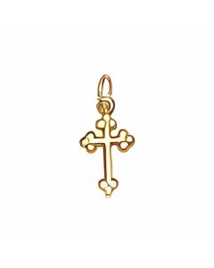 10K Yellow Gold Tiny Bottony Cross Charm