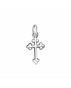 10K White Gold Tiny Bottony Cross Charm