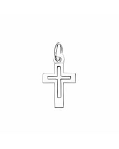 10K White Gold Double Cross Charm