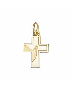 10K Yellow Gold Cross With Dove Charm