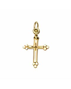 10K Yellow Gold Tiny Bottony Cross Charm