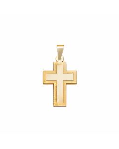 10K Yellow Gold Thick Double Cross Pendant