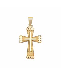 10K Yellow Gold Double Cross Ridged Ends Pendant