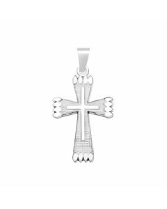 Silver Double Cross Ridged Ends Pendant