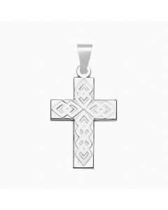 Silver Cross Covered in Intertwined Hearts Pendant