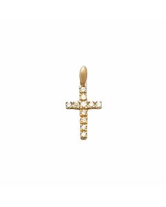 10K Yellow Gold Cross With Stones Pendant