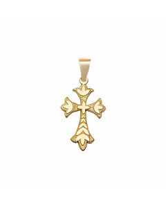 10K Yellow Gold Decorative Bottony Cross Charm