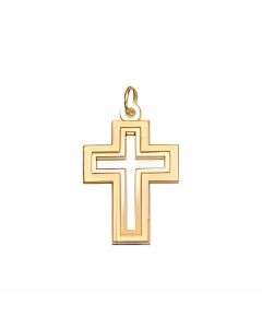 10K Yellow Gold Double Cross Cut Out Pendant