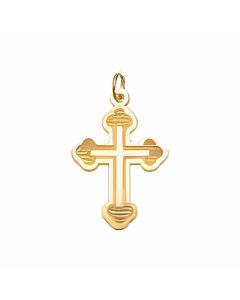 10K Yellow Gold Plain Bottony Cross Charm