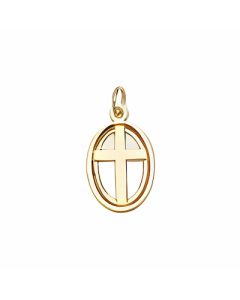 10K Yellow Gold Oval Sun Cross Charm