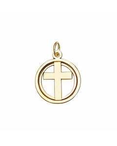 10K Yellow Gold Plain Sun Cross Charm