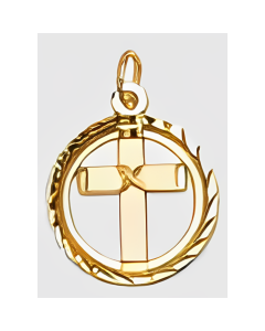 10K Yellow Gold Sun Cross Charm