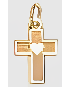 10K Yellow Gold Tiny Cross With Heart Charm