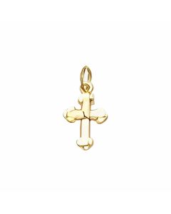 10K Yellow Gold Mini Plain Bottony Cross Charm