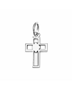 Silver Tiny Cross With Heart Charm