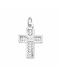 Silver Tiny Reflective Pattern Cross Charm