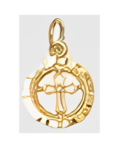 10K Yellow Gold Mini Sun Cross Charm 