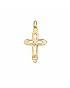 10K Yellow Gold Fancy Rounded Edge Cross Charm 