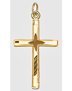 10K Yellow Gold Cross with Star Pendant