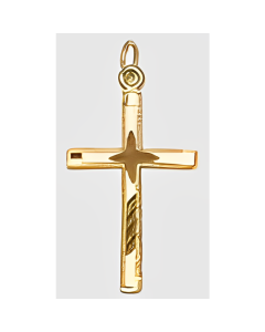 10K Yellow Gold Cross with Star Pendant