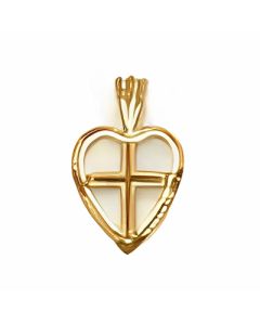 10K Yellow Gold Tiny Cross With Heart Pendant