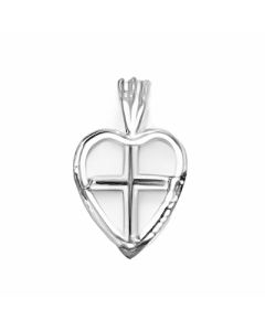 Silver Tiny Cross With Heart Pendant