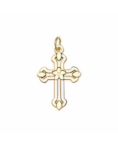 10K Yellow Gold Poppy Bottony Cross Charm