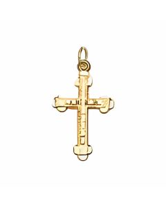 10K Yellow Gold Shimmery Bottony Cross Charm