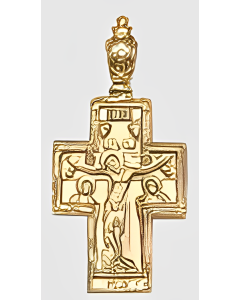 10K Yellow Gold Prayer at the Parameter Crucifix Pendant