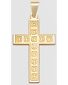 10K Yellow Gold Box Pattern Cross Pendant