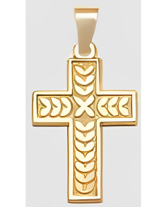 10K Yellow Gold Arrow Pattern Cross Pendant