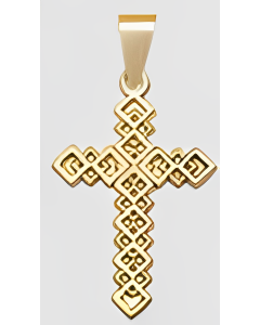 10K Yellow Gold Diamond Pattern Cross Pendant