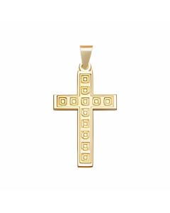 10K Yellow Gold Box Pattern Cross Pendant