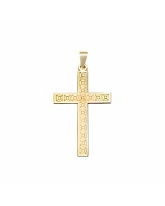 10K Yellow Gold Box Large Decorative Cross Pendant