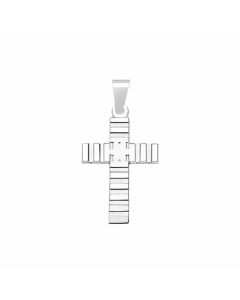 Silver Linear Pattern Cross Pendant