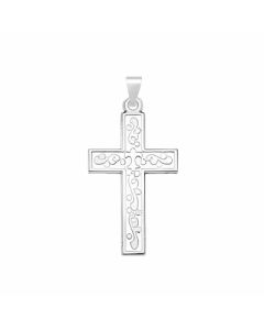 Silver Vine Pattern Cross Pendant