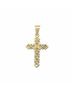 10K Yellow Gold Diamond Pattern Cross Pendant