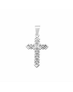 Silver Diamond Pattern Cross Pendant