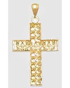 10K Yellow Gold Filigree Cross Pendant