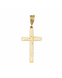 10K Yellow Gold Large Swirly Pattern Cross Pendant