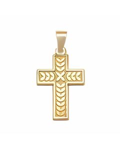 10K Yellow Gold Arrow Pattern Cross Pendant