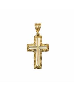 10K Yellow Gold Large Double Cross Pendant