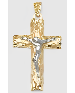 10K Two Tone Large Crucifix Pendant