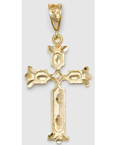 10K Yellow Gold Large Cross with Pattern Pendant