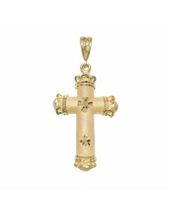 10K Yellow Gold Large Bottony Cross Pendant