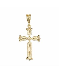 10K Yellow Gold Large Cross with Pattern Pendant