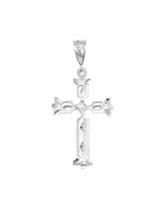 Silver Large Cross with Pattern Pendant