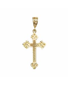 10K Yellow Gold Fancy Large Bottony Cross Pendant