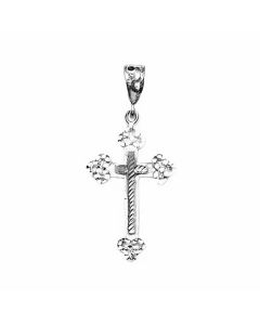 Silver Fancy Large Bottony Cross Pendant